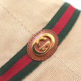 Gucci GG Web-Trimmed Bucket Hat Beige Canvas Size Medium