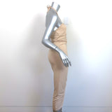 Ronny Kobo Halter Midi Dress Darlene Beige Ruched Stretch Jersey Size Small