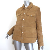 Polo Ralph Lauren Fringed Suede Puffer Jacket Brown Size Medium