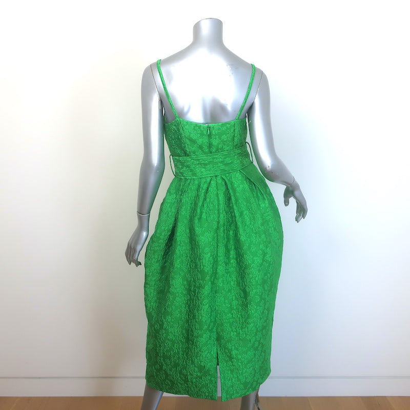 Rosie Assoulin Artichoke Belted Jacquard Midi Dress Emerald Size 4