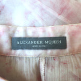 Alexander McQueen Sleeveless Ruffle Blouse Light Pink Printed Chiffon Size 40