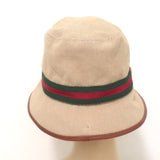 Gucci GG Web-Trimmed Bucket Hat Beige Canvas Size Medium