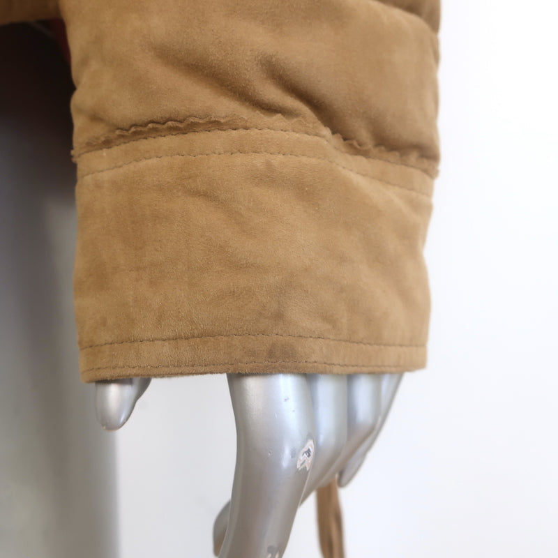 Polo Ralph Lauren Fringed Suede Puffer Jacket Brown Size Medium