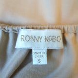 Ronny Kobo Halter Midi Dress Darlene Beige Ruched Stretch Jersey Size Small