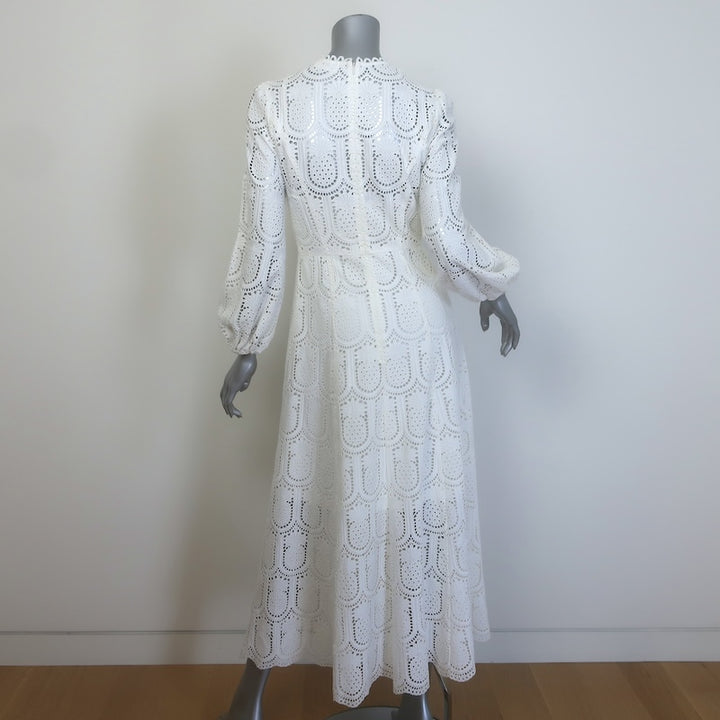 Zimmermann Wayfarer Pineapple Lace Balloon-Sleeve Maxi Dress White Size 1
