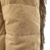 Polo Ralph Lauren Fringed Suede Puffer Jacket Brown Size Medium