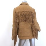 Polo Ralph Lauren Fringed Suede Puffer Jacket Brown Size Medium