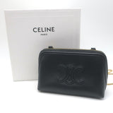 Celine Cuir Triomphe Clutch on Chain Black Leather Crossbody