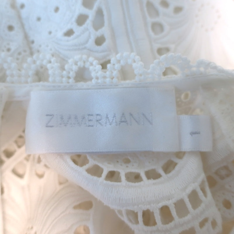 Zimmermann Wayfarer Pineapple Lace Balloon-Sleeve Maxi Dress White Size 1