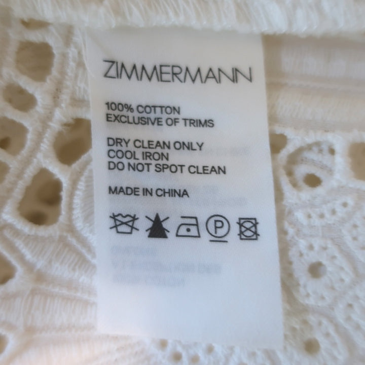 Zimmermann Wayfarer Pineapple Lace Balloon-Sleeve Maxi Dress White Size 1
