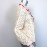 Boden Floral-Embroidered Pointelle Knit Cardigan Cream Cotton Size Small NEW