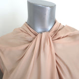 Lanvin Twist-Neck Blouse Peach Silk-Blend Size 38 Sleeveless Top