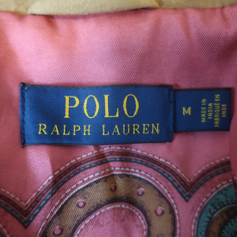 Polo Ralph Lauren Fringed Suede Puffer Jacket Brown Size Medium