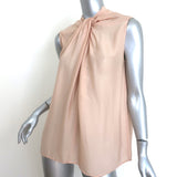Lanvin Twist-Neck Blouse Peach Silk-Blend Size 38 Sleeveless Top