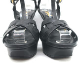 Saint Laurent Tribute 75 Platform Sandals Black Leather Size 38 Open Toe Heels