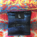 Colin Heaney Marrakesh Kaftan Gold/Red Printed Silk Size Large V-Neck Maxi Dress