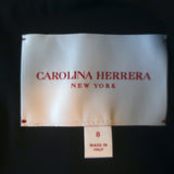Carolina Herrera Puff Sleeve Ruched Midi Dress Black Stretch Cotton Size 8
