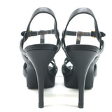 Saint Laurent Tribute 75 Platform Sandals Black Leather Size 38 Open Toe Heels