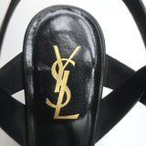 Saint Laurent Tribute 75 Platform Sandals Black Leather Size 38 Open Toe Heels