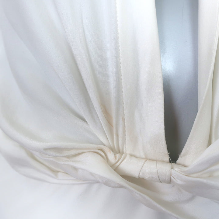 GAUGE81 Plunge Twist-Front Midi Dress White Size Small Long Sleeve Shirtdress