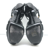 Saint Laurent Tribute 75 Platform Sandals Black Leather Size 38 Open Toe Heels