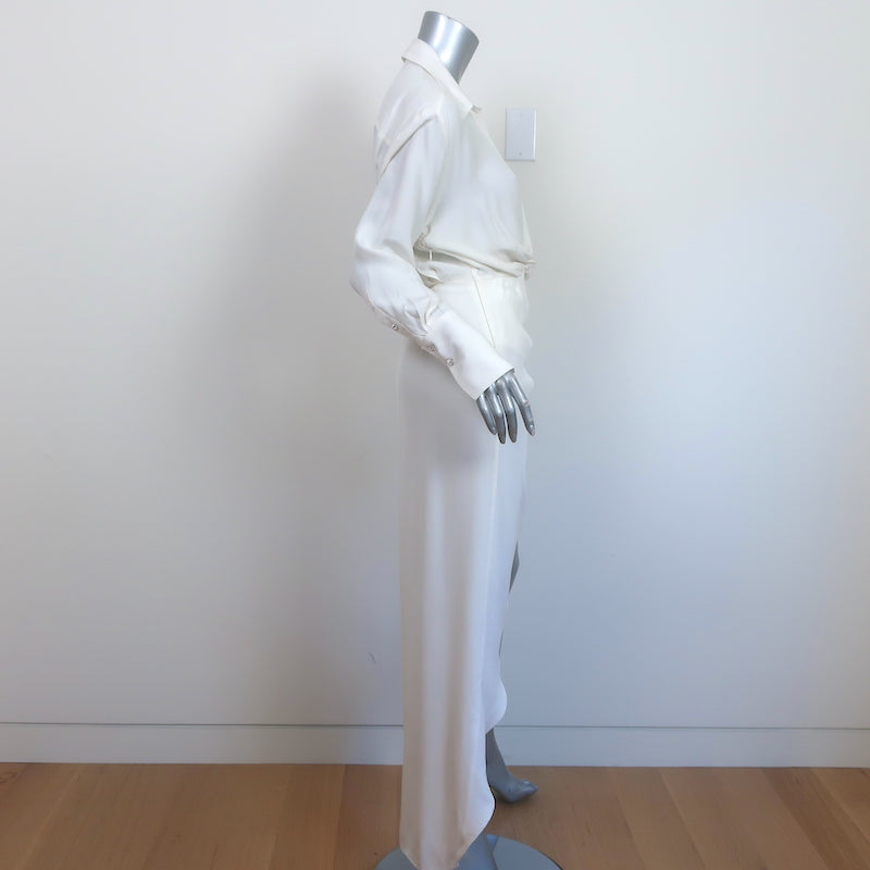 GAUGE81 Plunge Twist-Front Midi Dress White Size Small Long Sleeve Shirtdress