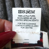 100% Cashmere Fox Fur-Collar Wrap Shawl Gray Ribbed Knit