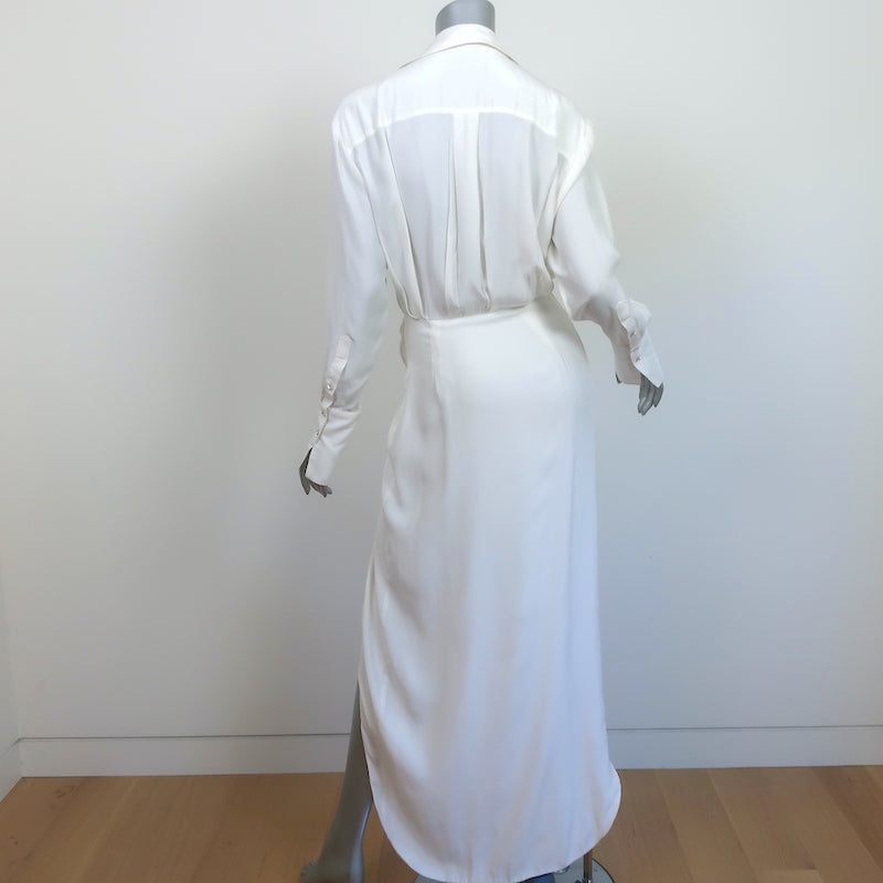 GAUGE81 Plunge Twist-Front Midi Dress White Size Small Long Sleeve Shirtdress