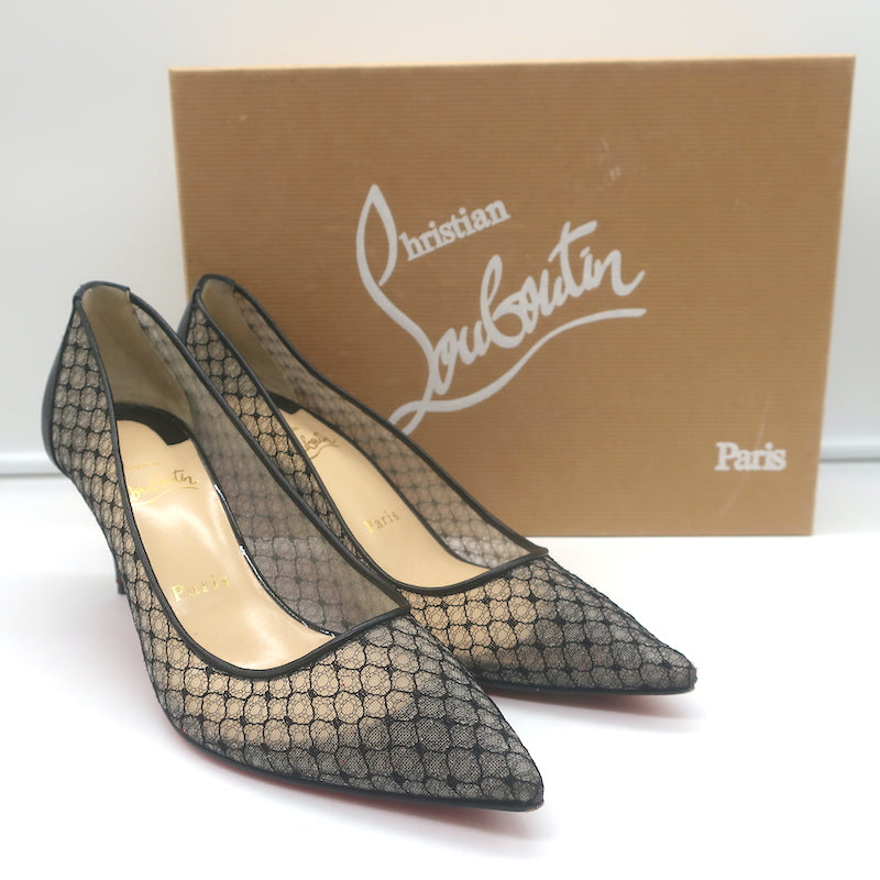 Christian Louboutin Saramor 70mm Fishnet Pumps Black Size 37