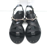 Gucci Horsebit Strappy Slingback Sandals Black Leather Size 38.5