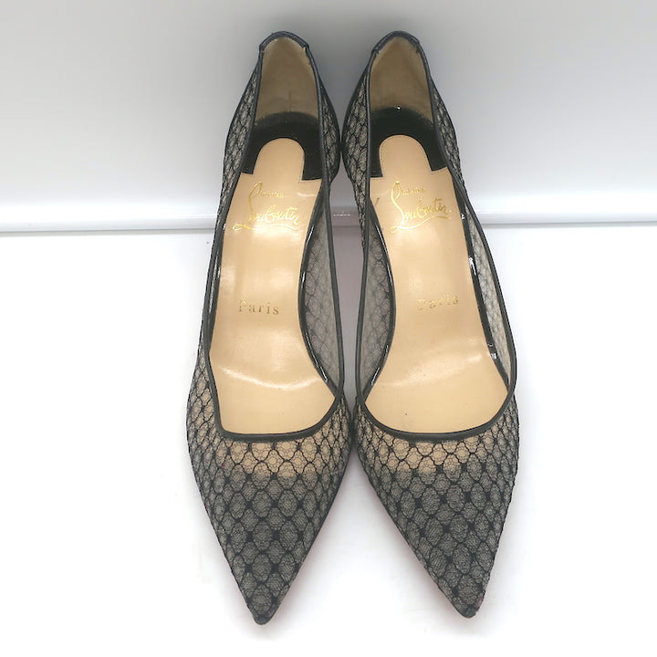 Christian Louboutin Saramor 70mm Fishnet Pumps Black Size 37 Pointed Toe Heels