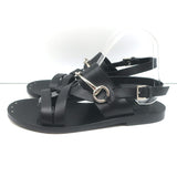 Gucci Horsebit Strappy Slingback Sandals Black Leather Size 38.5