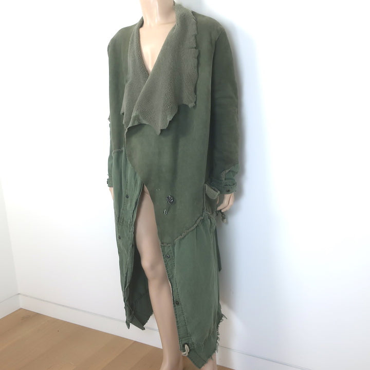 Greg Lauren Army Shearling Tent Nomad Coat Green Size 2