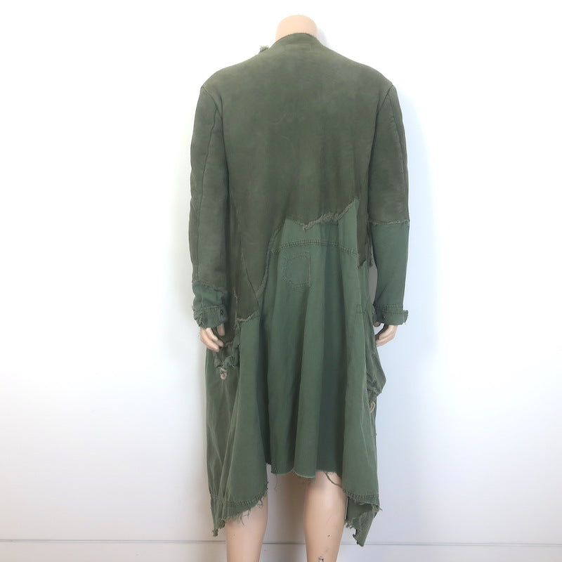 Greg Lauren Army Shearling Tent Nomad Coat Green Size 2