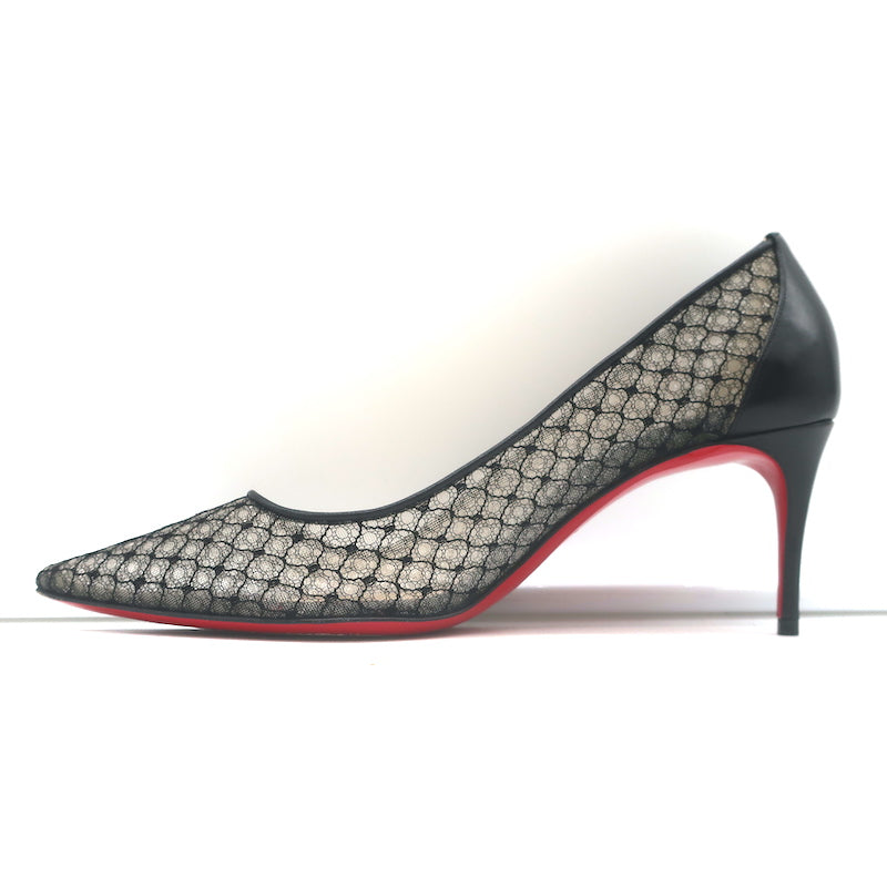 Christian Louboutin Saramor 70mm Fishnet Pumps Black Size 37 Pointed Toe Heels