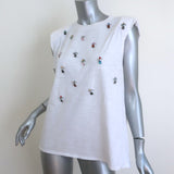 Cinq a Sept Reese Jeweled Muscle Tee White Size Medium Sleeveless Top