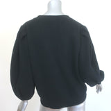 G. Label by goop Foster Puff Sleeve Cardigan Black Ribbed Wool Size Extra Large