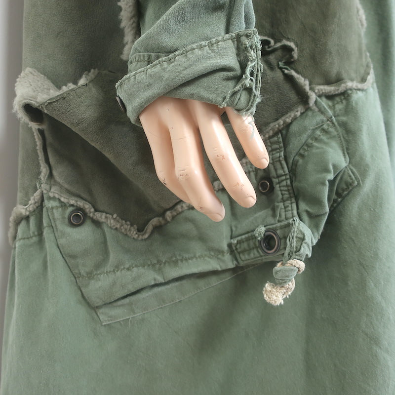 Greg Lauren Army Shearling Tent Nomad Coat Green Size 2