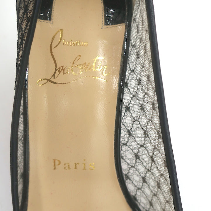 Christian Louboutin Saramor 70mm Fishnet Pumps Black Size 37 Pointed Toe Heels