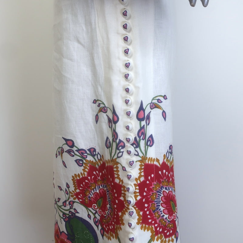 Zimmermann The Lovestruck Belted Buttoned Midi Dress Cream Linen Size 0