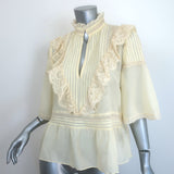 Zadig & Voltaire Tonelo Tomboy Ruffled Lace-Trim Top Butter Size Medium