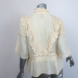 Zadig & Voltaire Tonelo Tomboy Ruffled Lace-Trim Top Butter Size Medium
