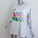 Gucci Shooting Star T-Shirt Cream Cotton Size Large Cap Sleeve Top