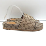 Gucci GG Supreme Slide Sandals Beige Monogram Canvas Size 7