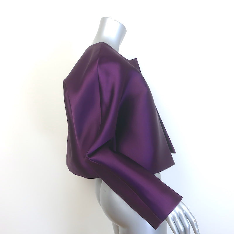 LESET Bobbi Crop Jacket Aubergine Heavyweight Satin Size Small