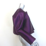 LESET Bobbi Crop Jacket Aubergine Heavyweight Satin Size Small