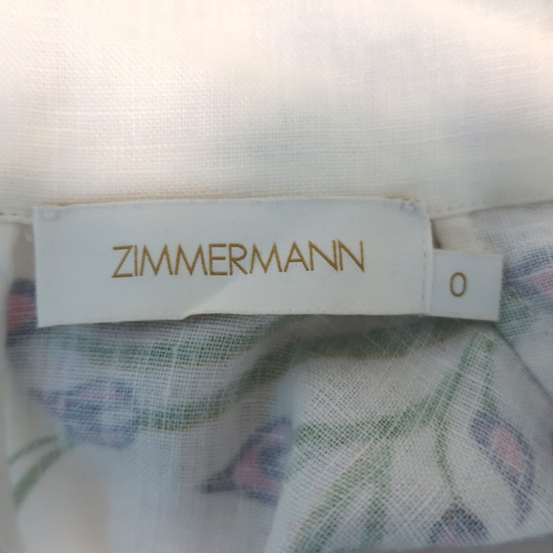 Zimmermann The Lovestruck Belted Buttoned Midi Dress Cream Linen Size 0