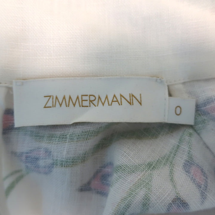 Zimmermann The Lovestruck Belted Buttoned Midi Dress Cream Linen Size 0