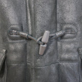 Theory Shearling-Lined Hooded Duffle Coat Black Sheepskin Size Medium