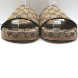 Gucci GG Supreme Slide Sandals Beige Monogram Canvas Size 7